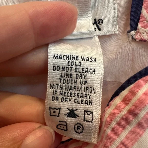 Vintage Lilly Pulitzer White Label Cotton Pink White Chevron Stripe Dress Size 2 - Picture 9 of 10